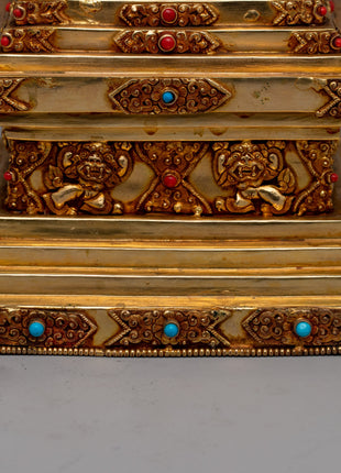 Beautiful Gold Plated Tibetan Stupa | Spiritual Ornament for Home and Altar