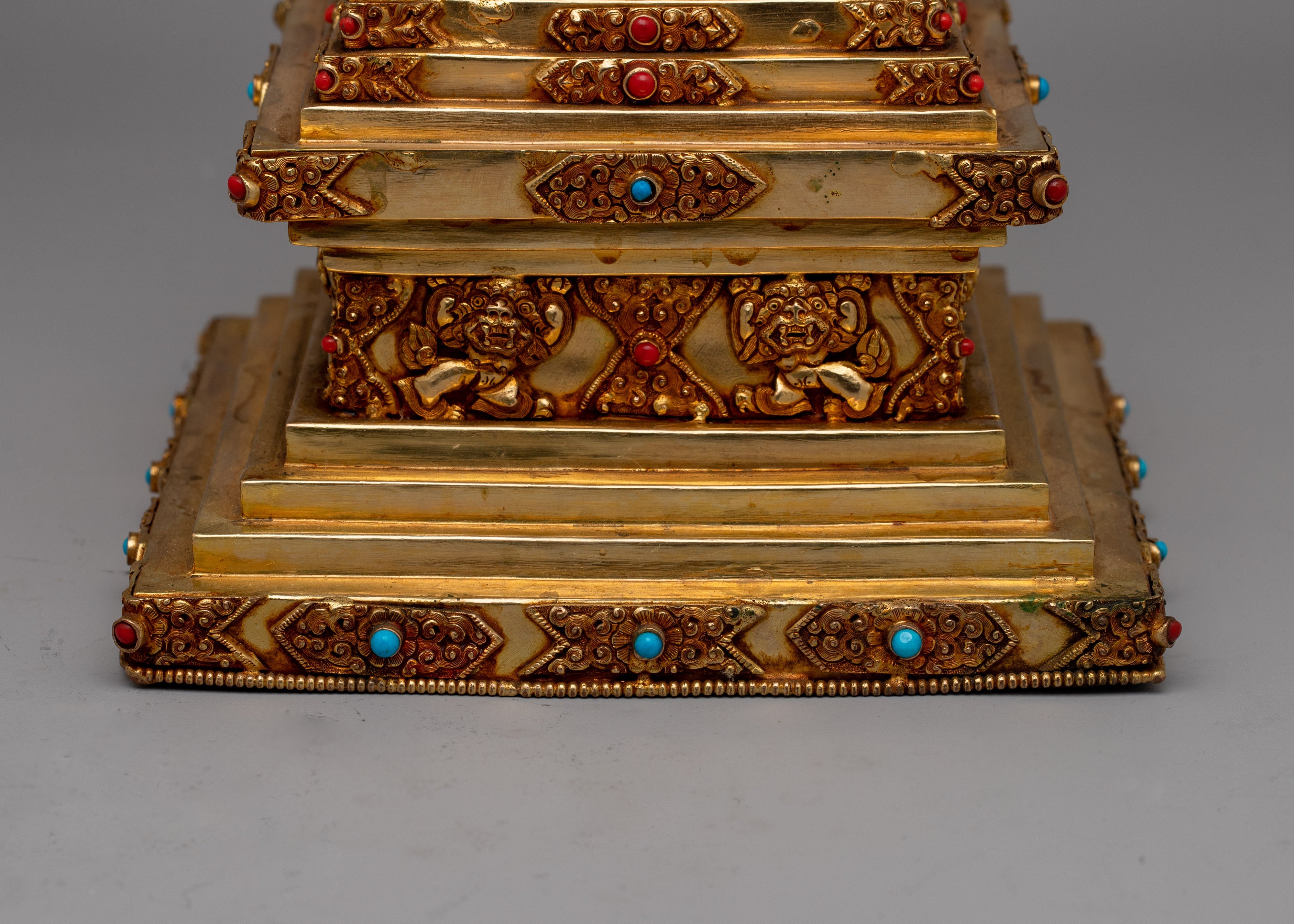 Beautiful Gold Plated Tibetan Stupa | Spiritual Ornament for Home and Altar