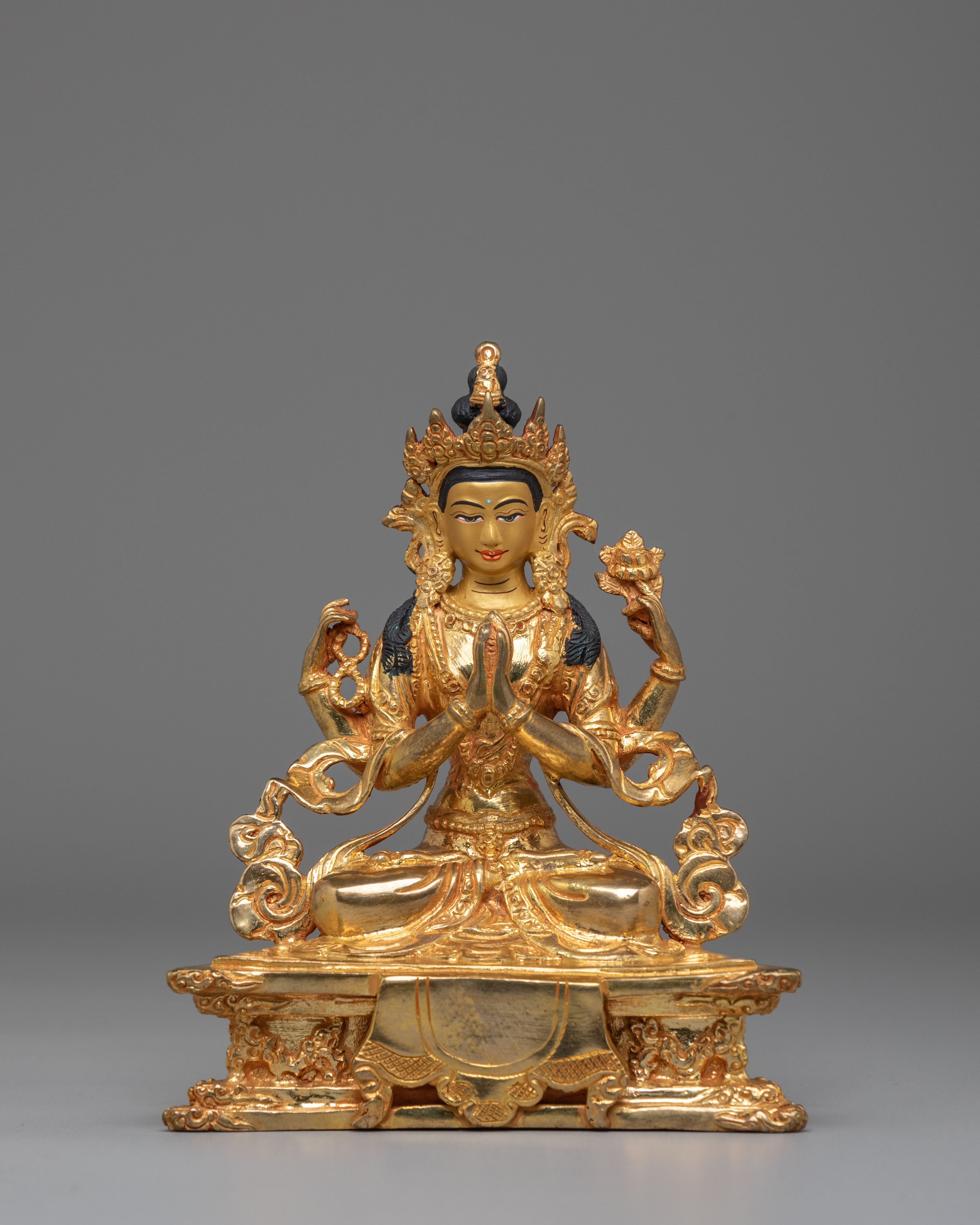 Spiritual Chenrezig on Throne Statue | Symbol of Compassion & Protection
