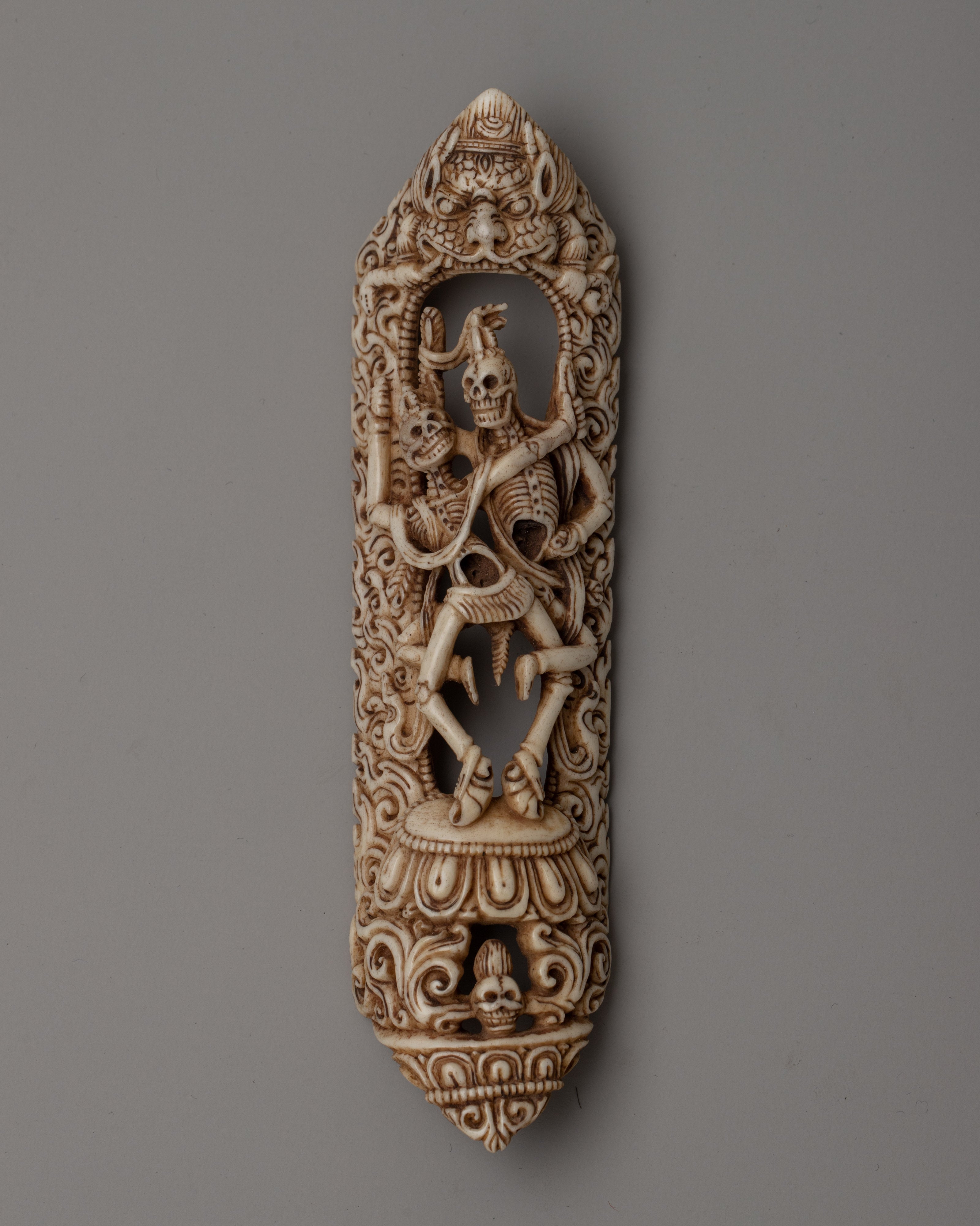 Citipati Bone Carved | Tibetan Skeleton Dancer for Meditation and Spiritual Spaces