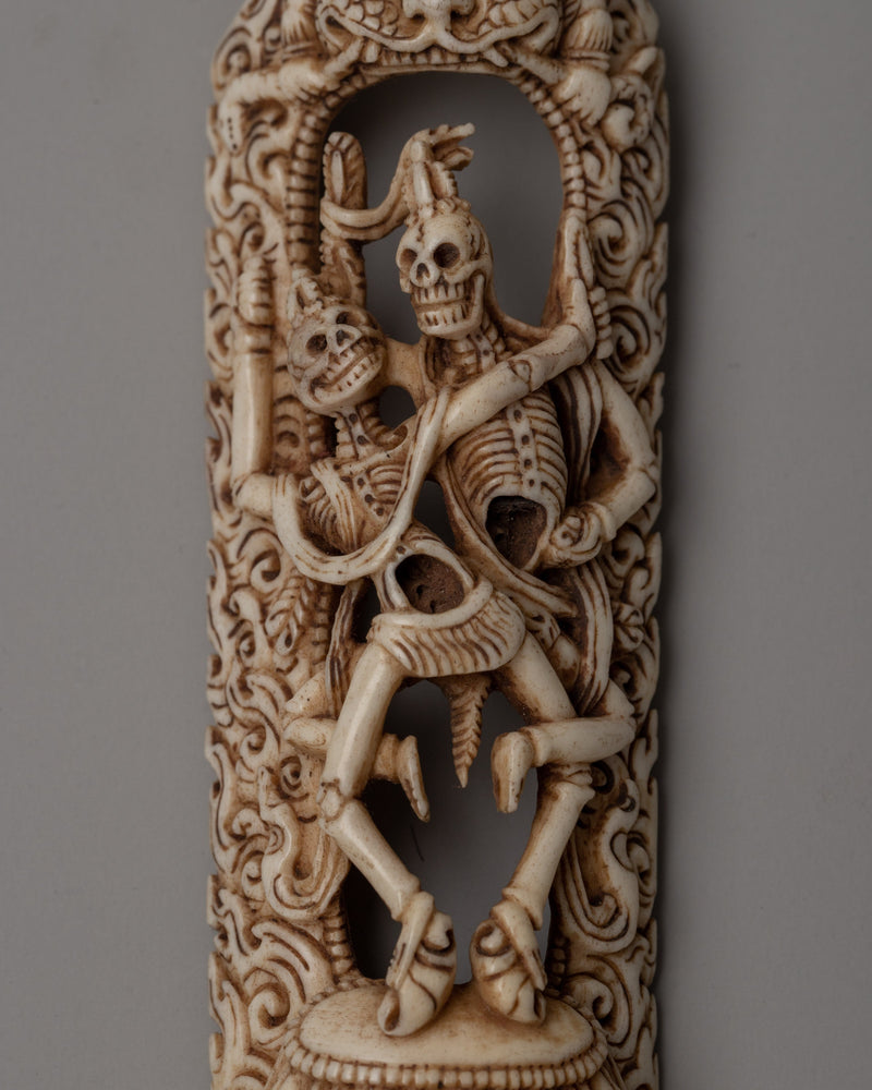 Citipati Bone Carved | Tibetan Skeleton Dancer for Meditation and Spiritual Spaces