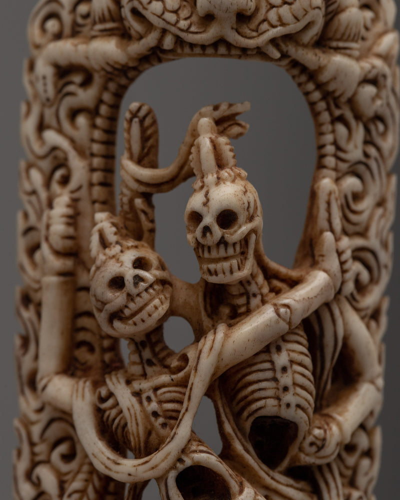 Citipati Bone Carved | Tibetan Skeleton Dancer for Meditation and Spiritual Spaces