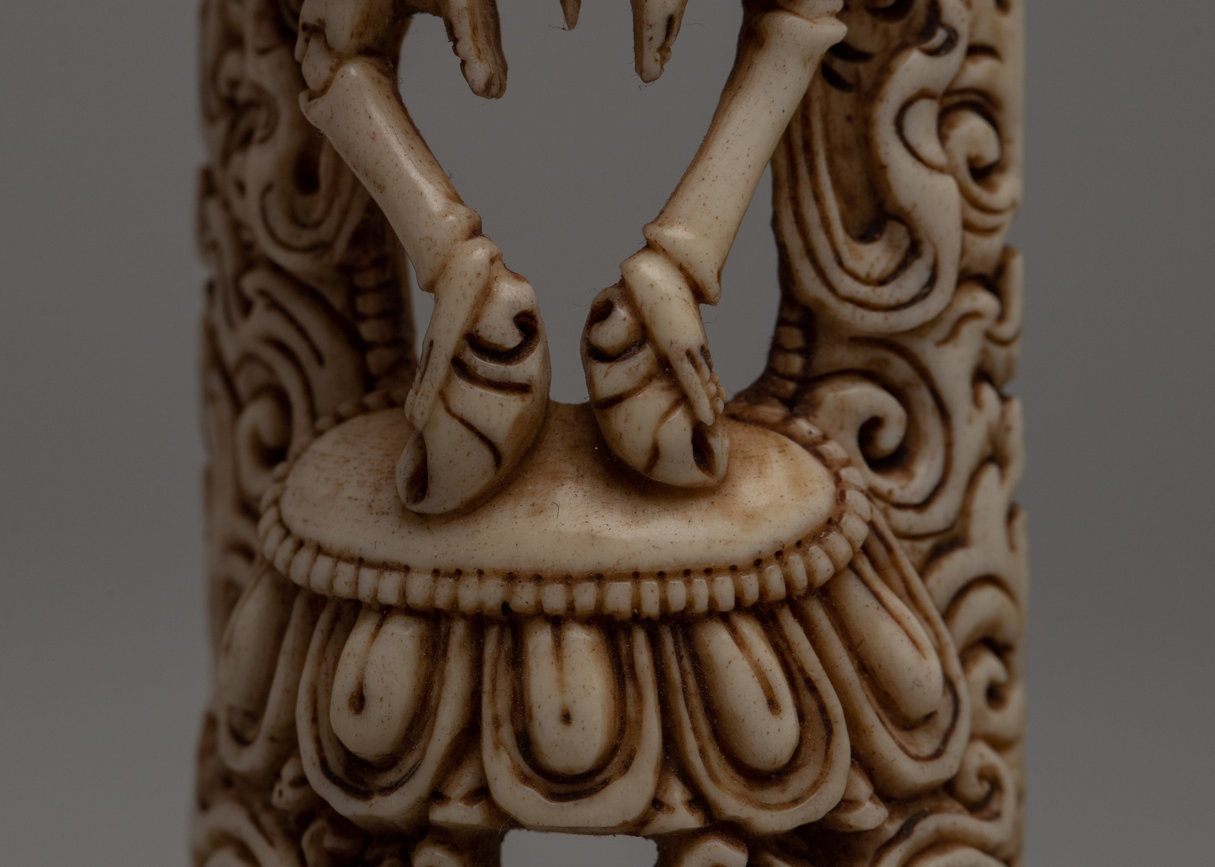 Citipati Bone Carved | Tibetan Skeleton Dancer for Meditation and Spiritual Spaces