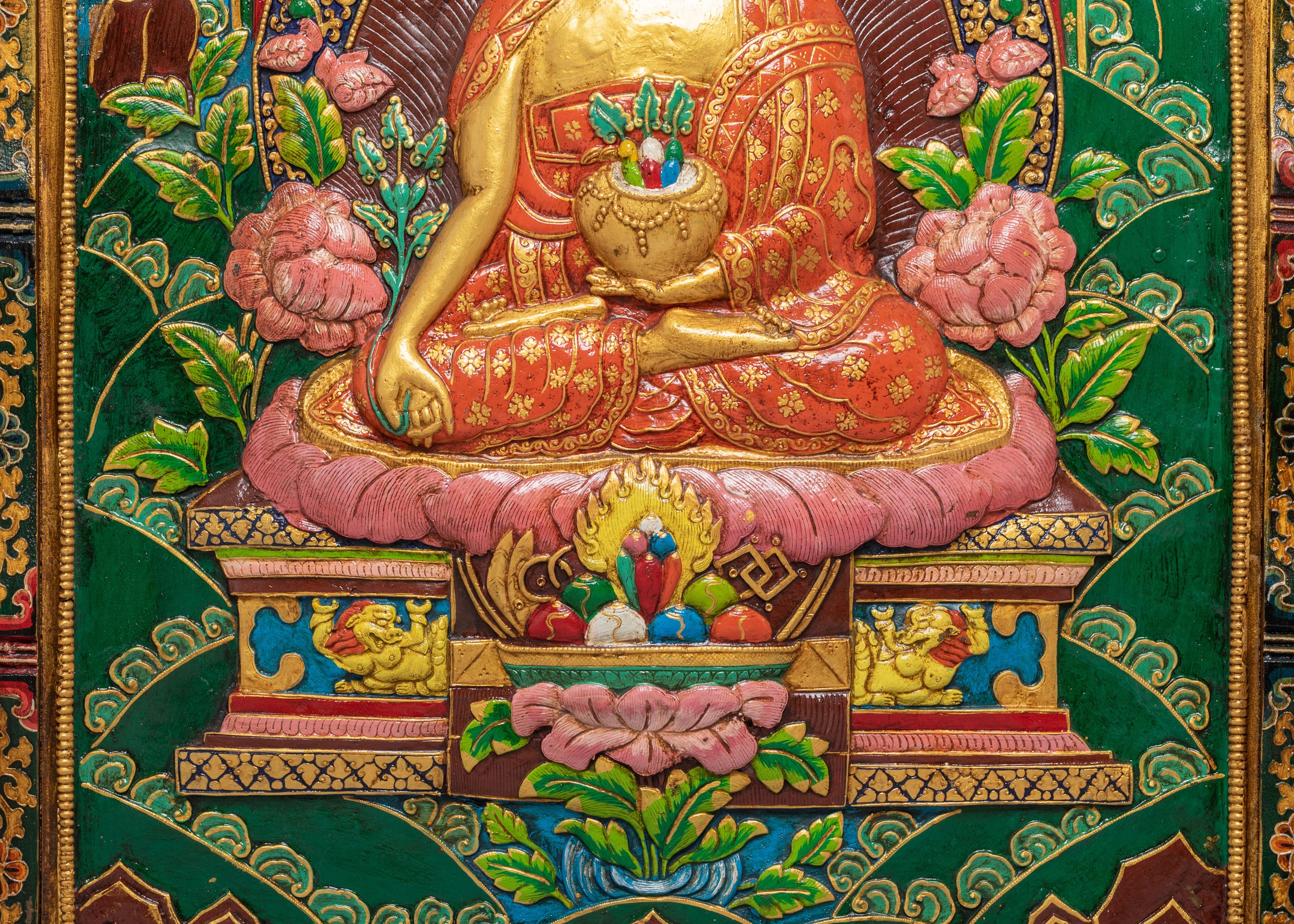 Sacred Medicine Buddha Thangka Wall Hanging | Tibetan Buddhist Healing Art
