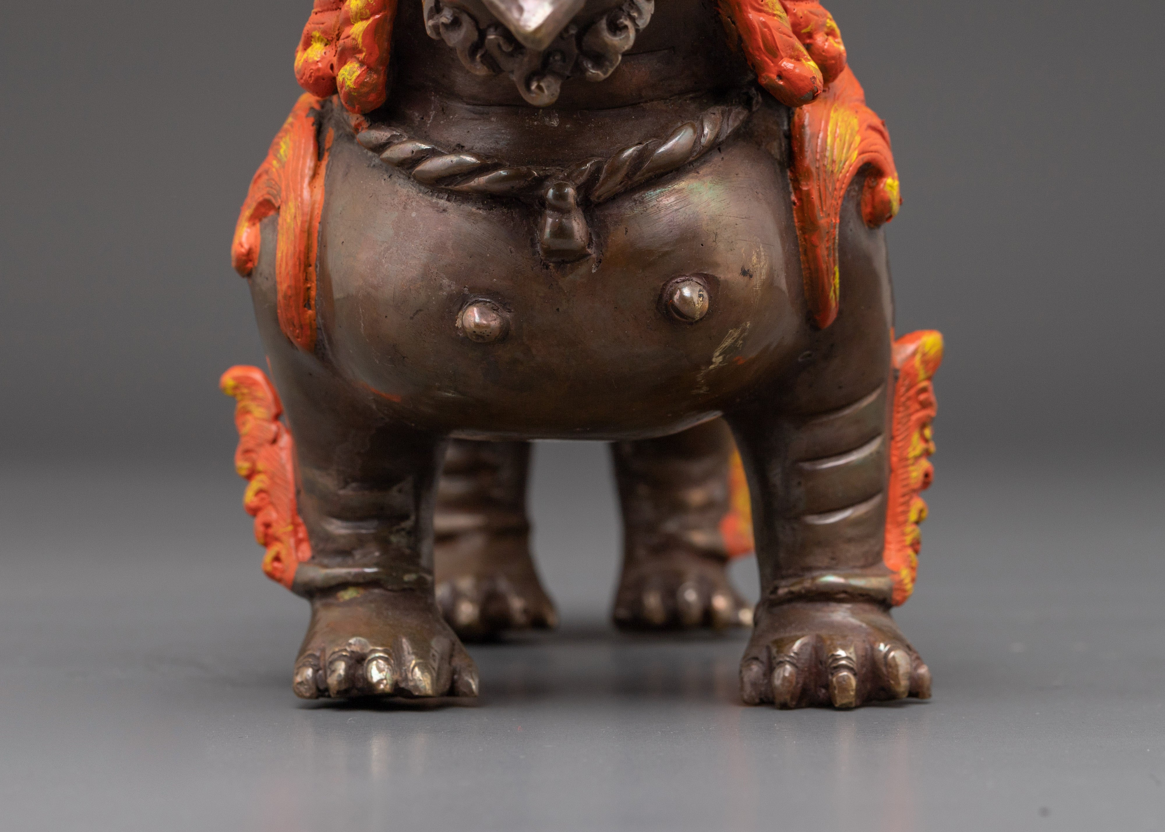 Sacred Oxidized Copper Lion Set | Symbol of Strength and Courage