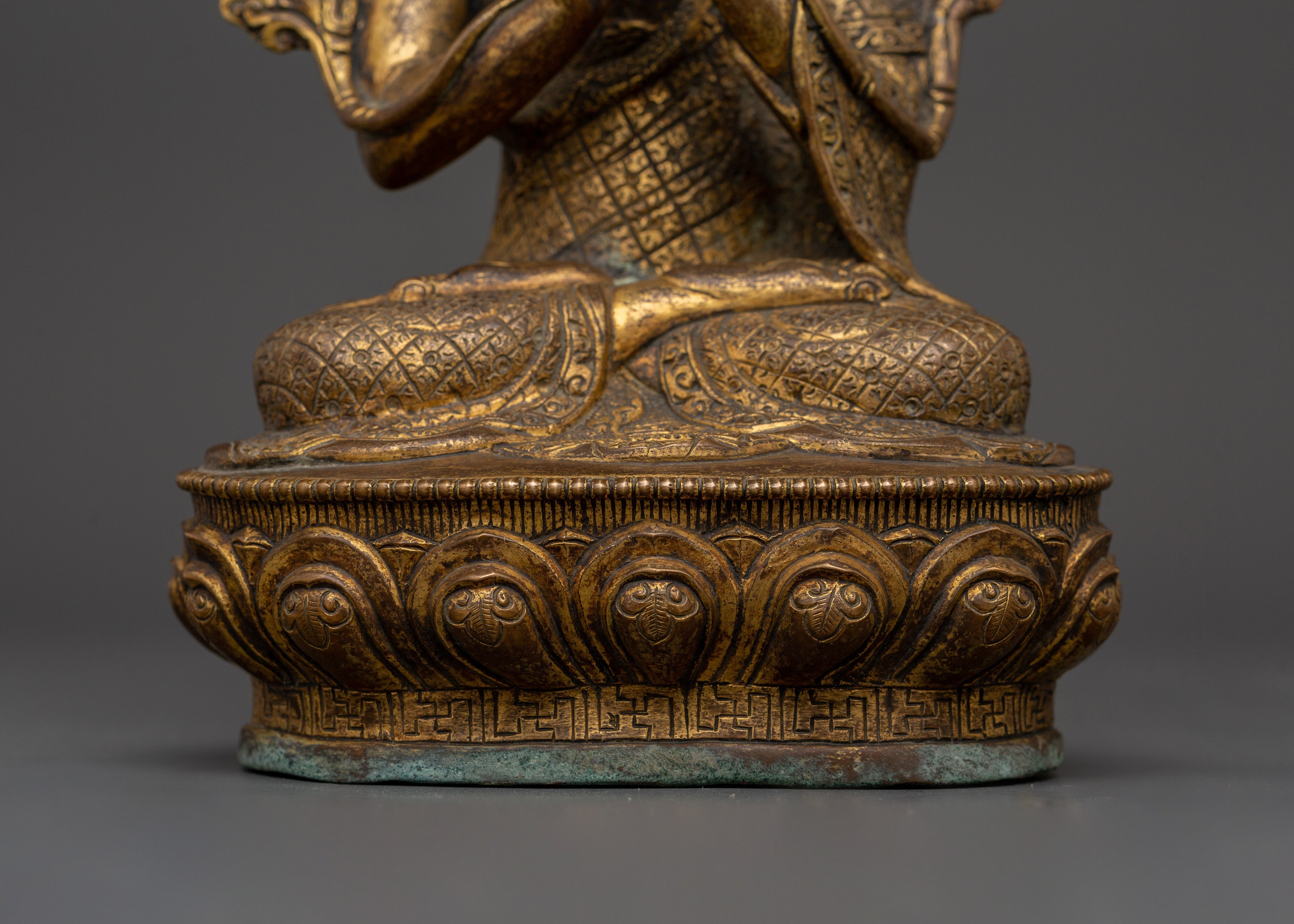 Handcrafted Brass body Tsongkhapa with Je Gyaltsab & Je Khedrup