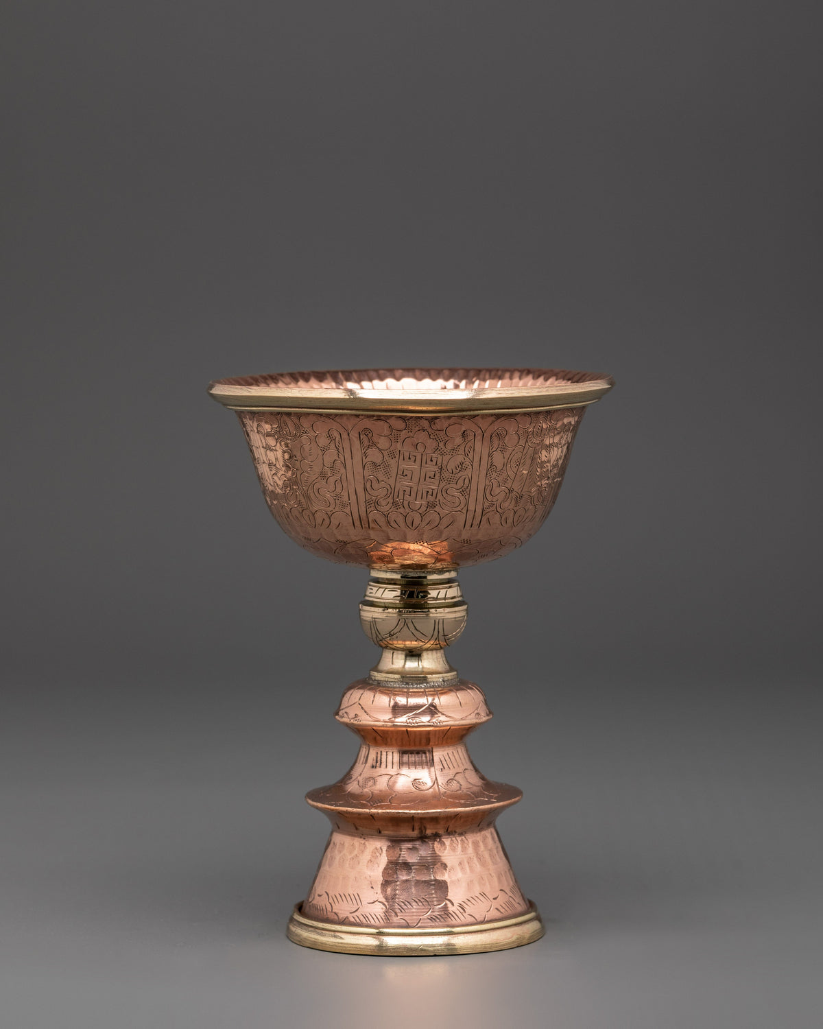 Handmade Buddhist Butter Lamp Set | Tibetan Copper Offering Lamps