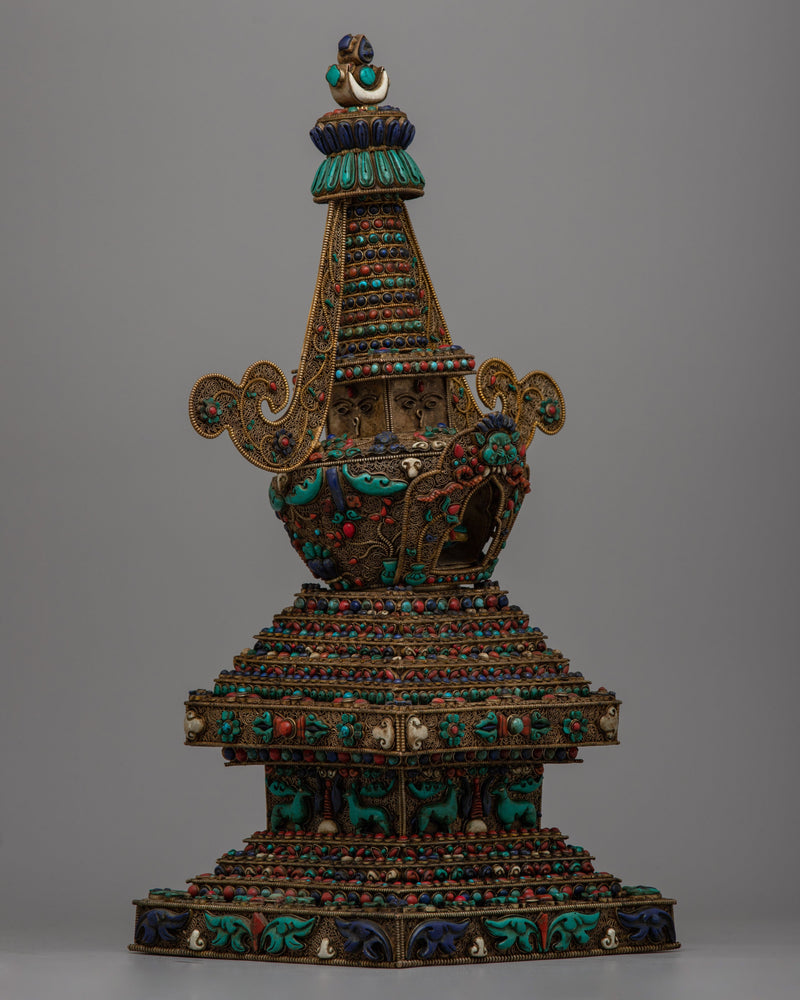 Traditional Tibetan Stupa | Handcrafted Buddhist Symbol for Meditation and Spiritual Practices