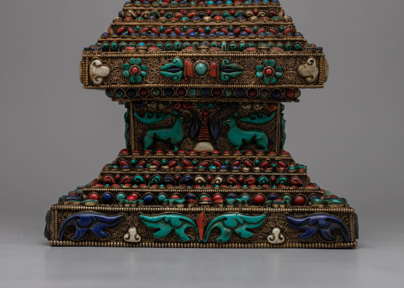 Traditional Tibetan Stupa | Handcrafted Buddhist Symbol for Meditation and Spiritual Practices