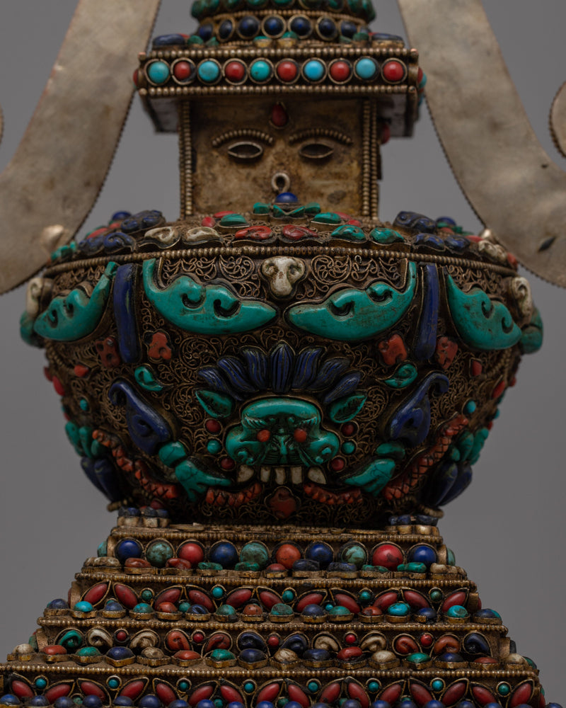 Traditional Tibetan Stupa | Handcrafted Buddhist Symbol for Meditation and Spiritual Practices