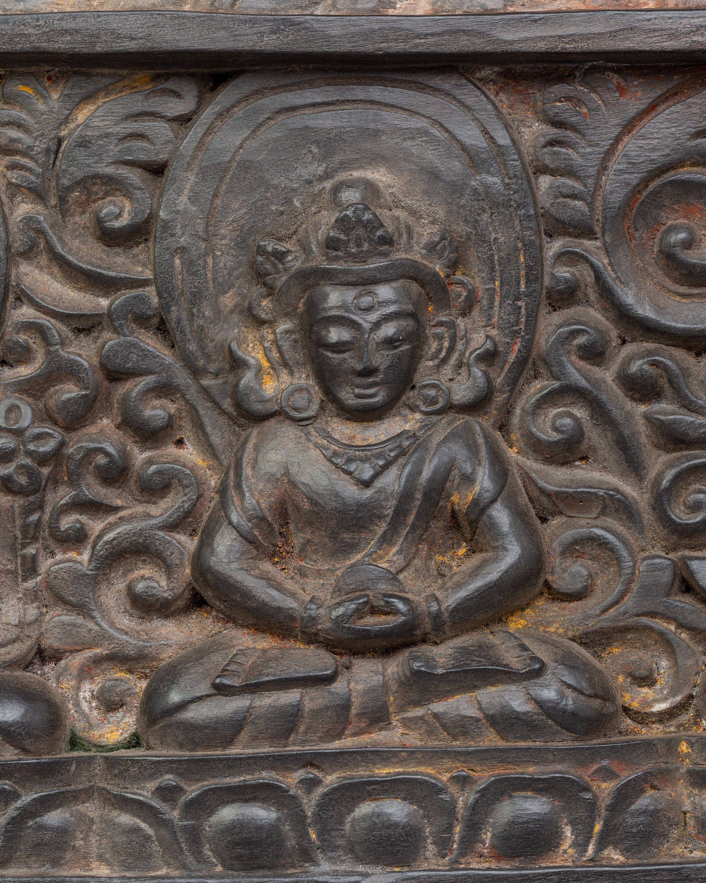 Carved Wooden Sutra Cover | Traditional Art