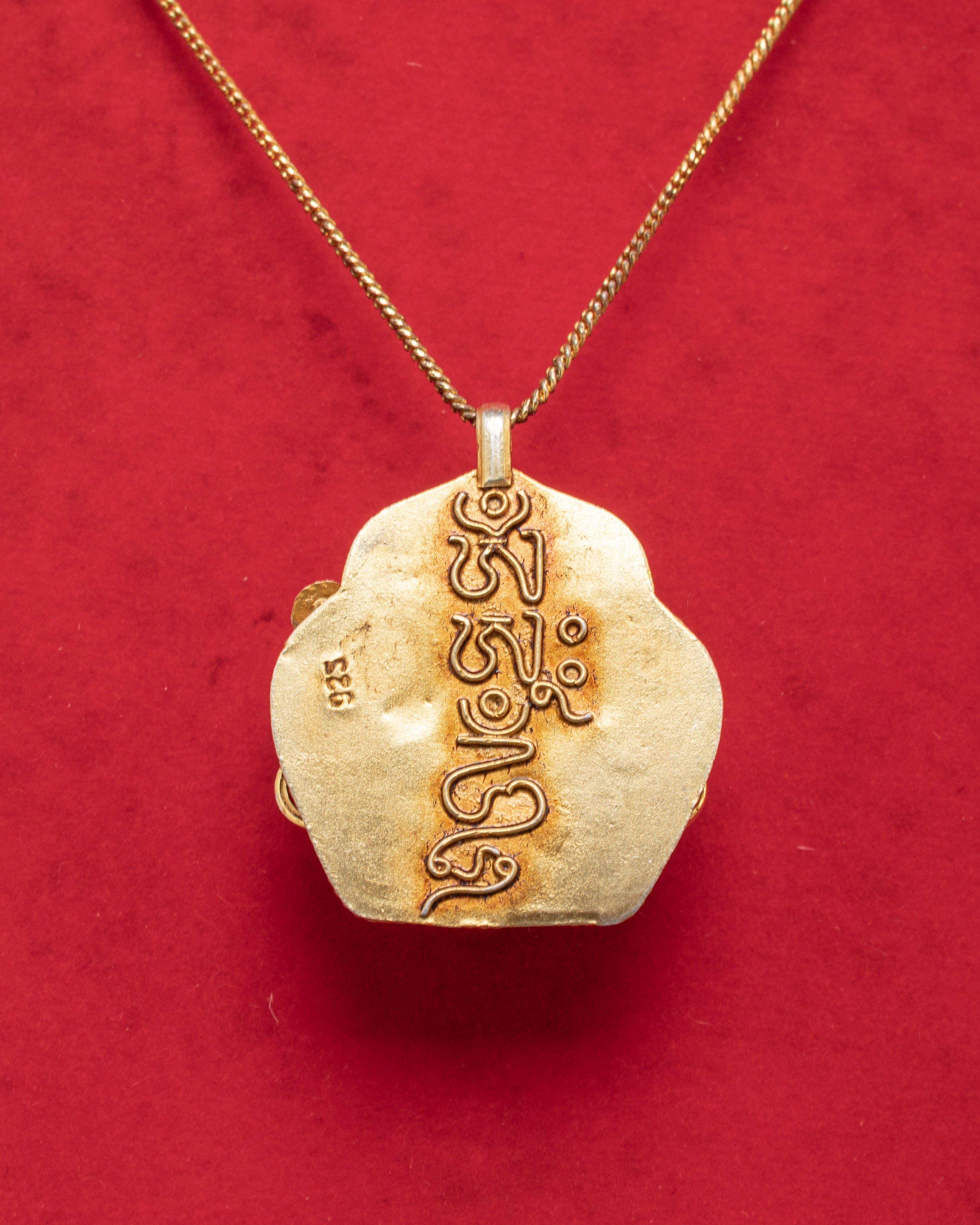 Sacred White Tara Pendant | Gold-Plated Tibetan Healing Amulet