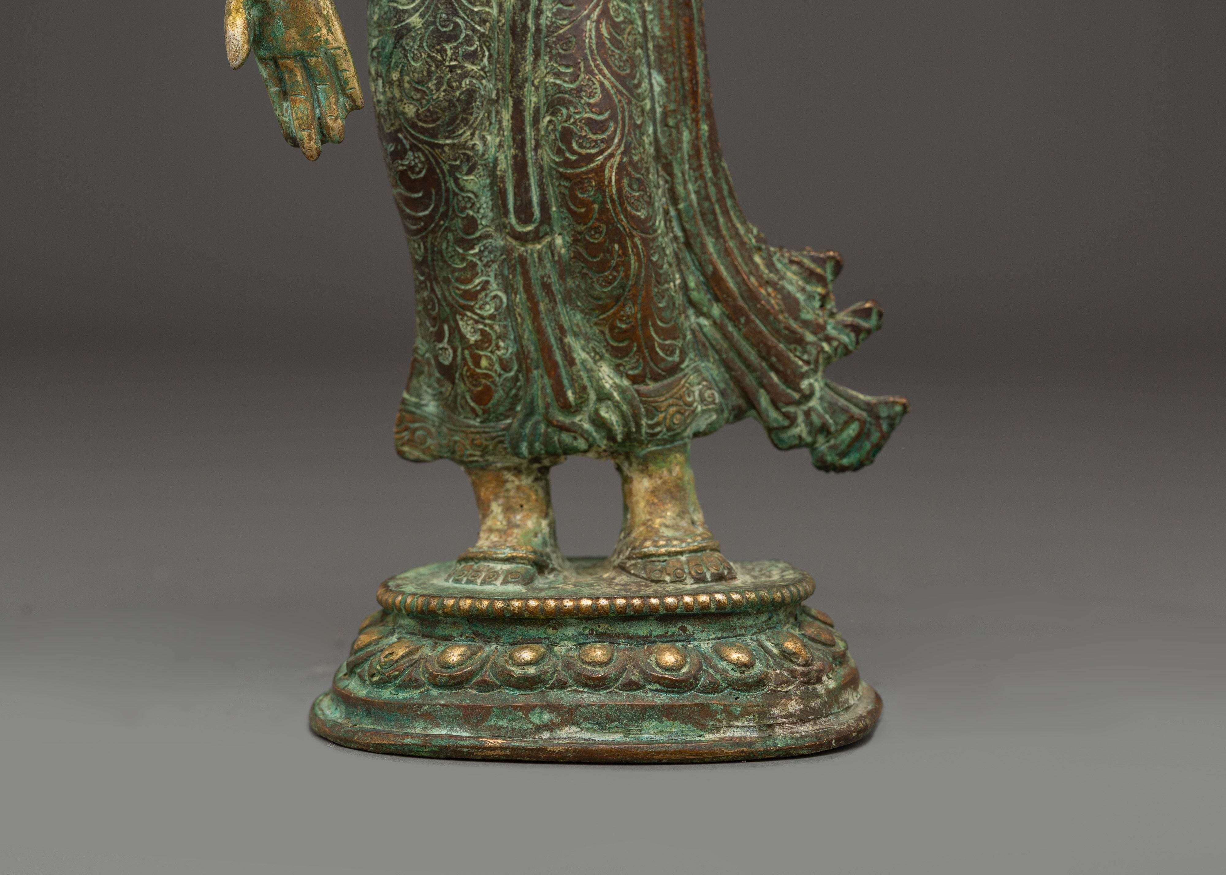 Standing Green Tara Copper Statue | Goddess of Compassion