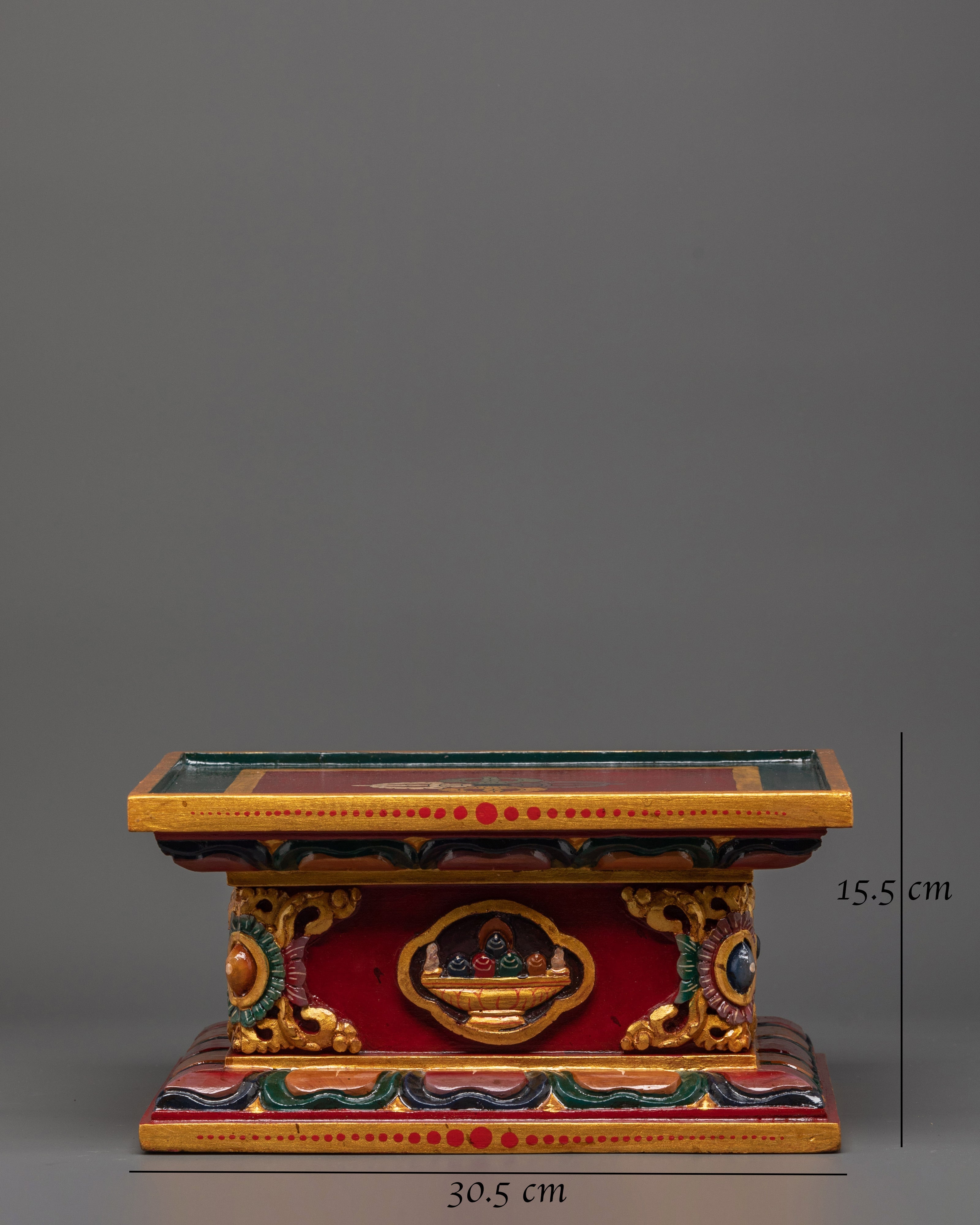 Tibetan Stupa Stand | Handcrafted Wooden Altar Base