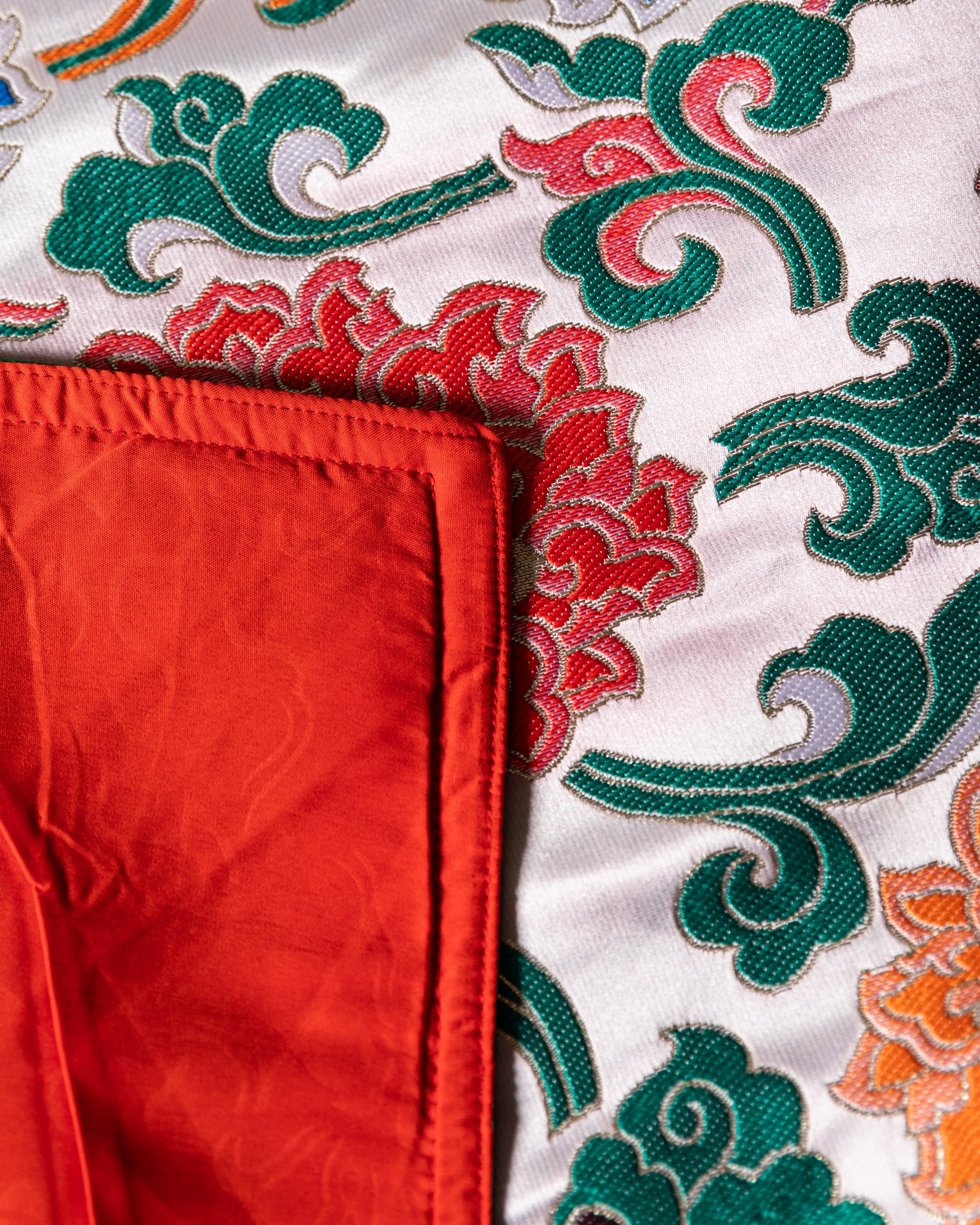 Handmade Silk Fabric Table Cloth | Elegant Multicolor Floral Design in Silk