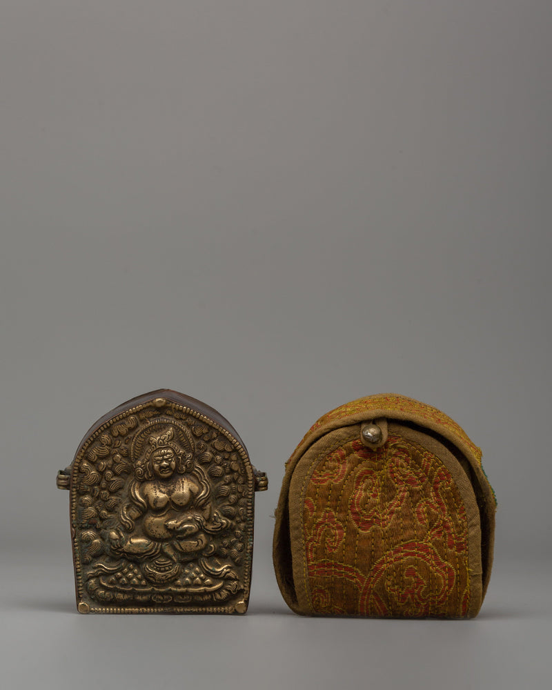 Ghau Box with Dzambhala Carving | A Sacred Ritual Box