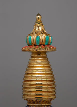 Exquisite Buddhist Stupa with Coral | Sacred Buddhist Artifact