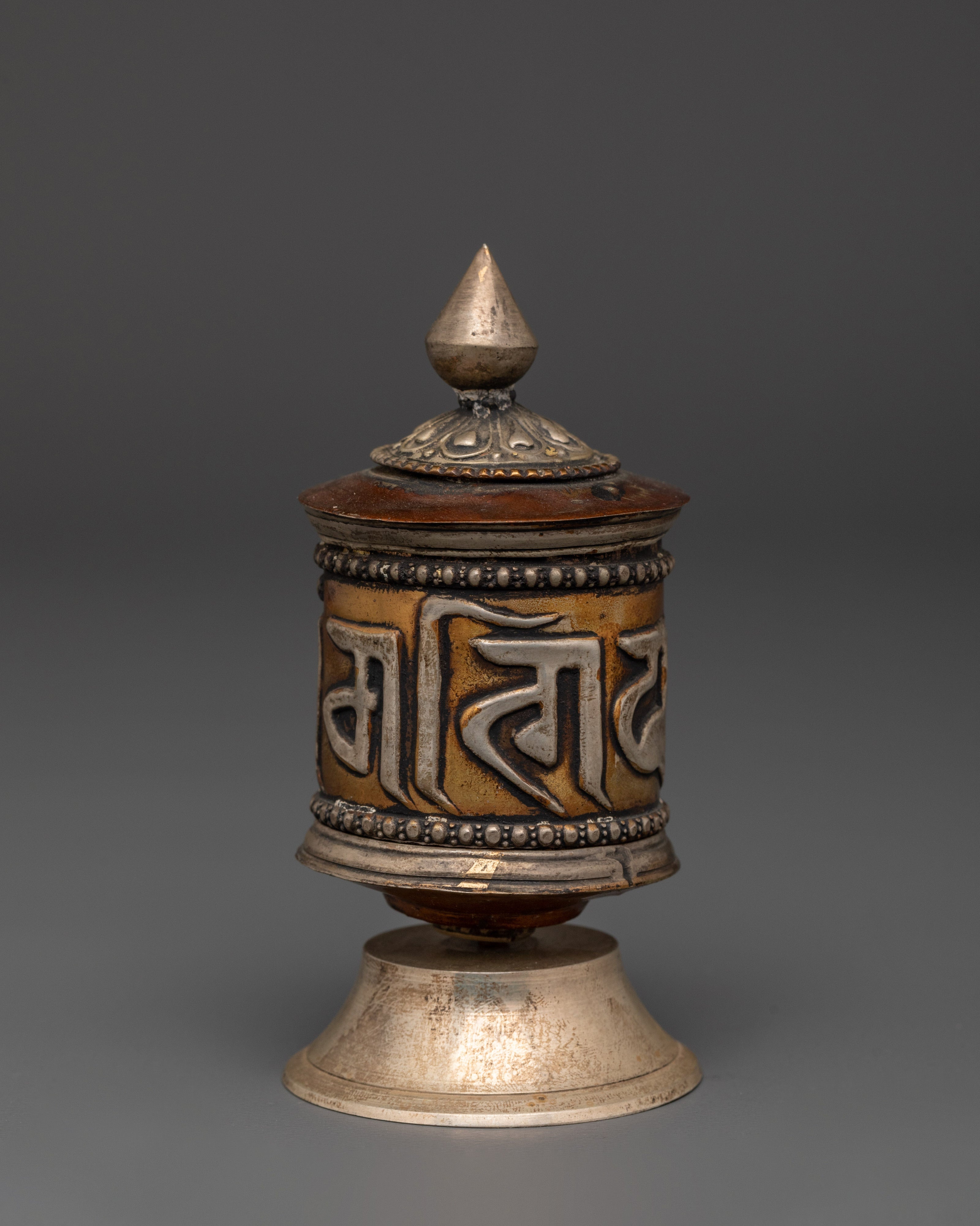 Handcrafted Brass Prayer Wheel | Tibetan Buddhist Mantra Wheel for Mindfulness