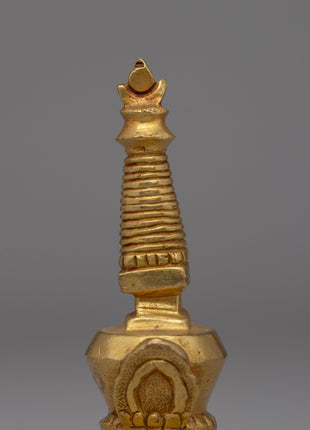 Compact Gold-Plated Buddhist Stupa | Meditation and Enlightenment