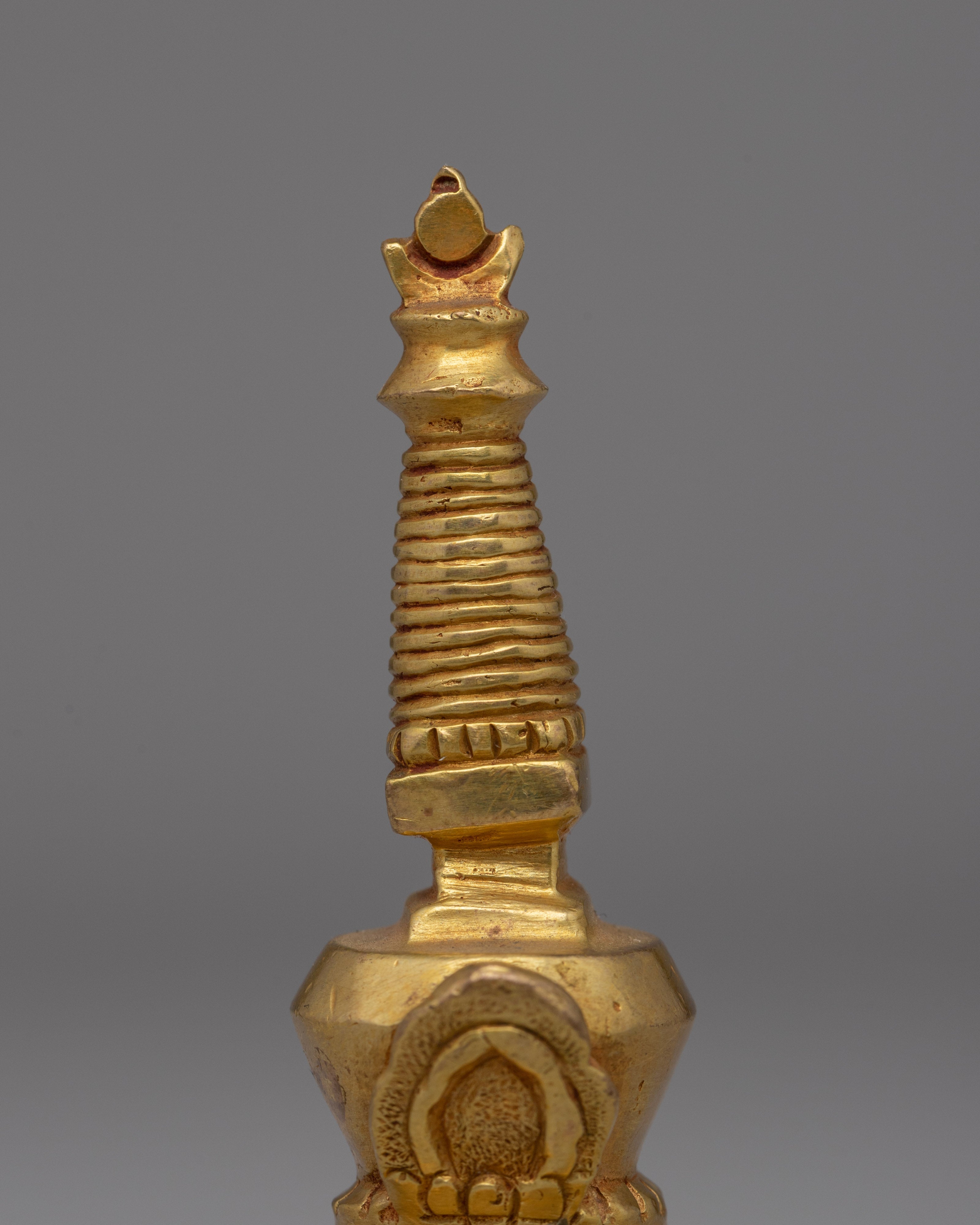 Compact Gold-Plated Buddhist Stupa | Meditation and Enlightenment