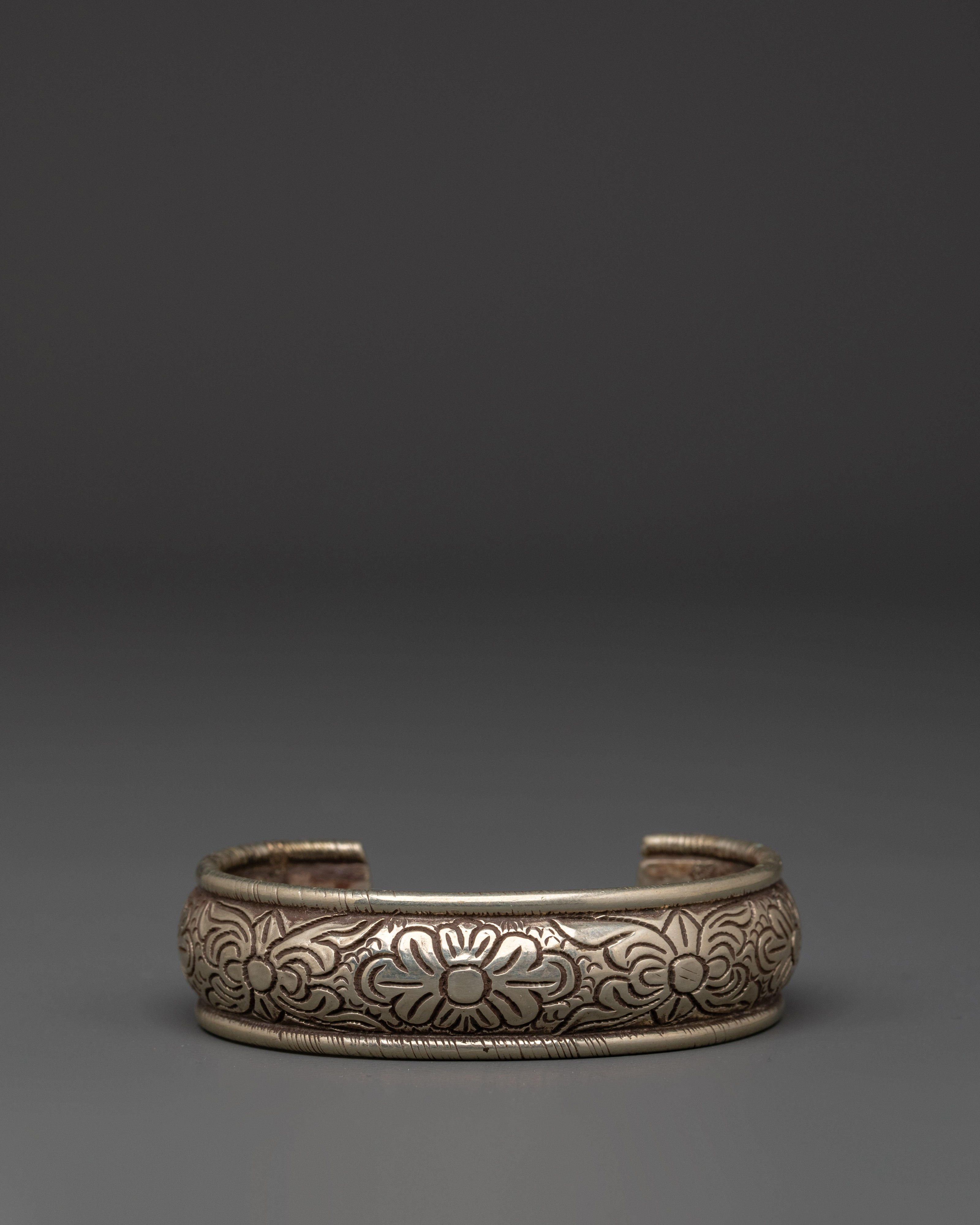 Handmade Traditional White Metal Tribal Bracelet | Spiritual Protection Bangle