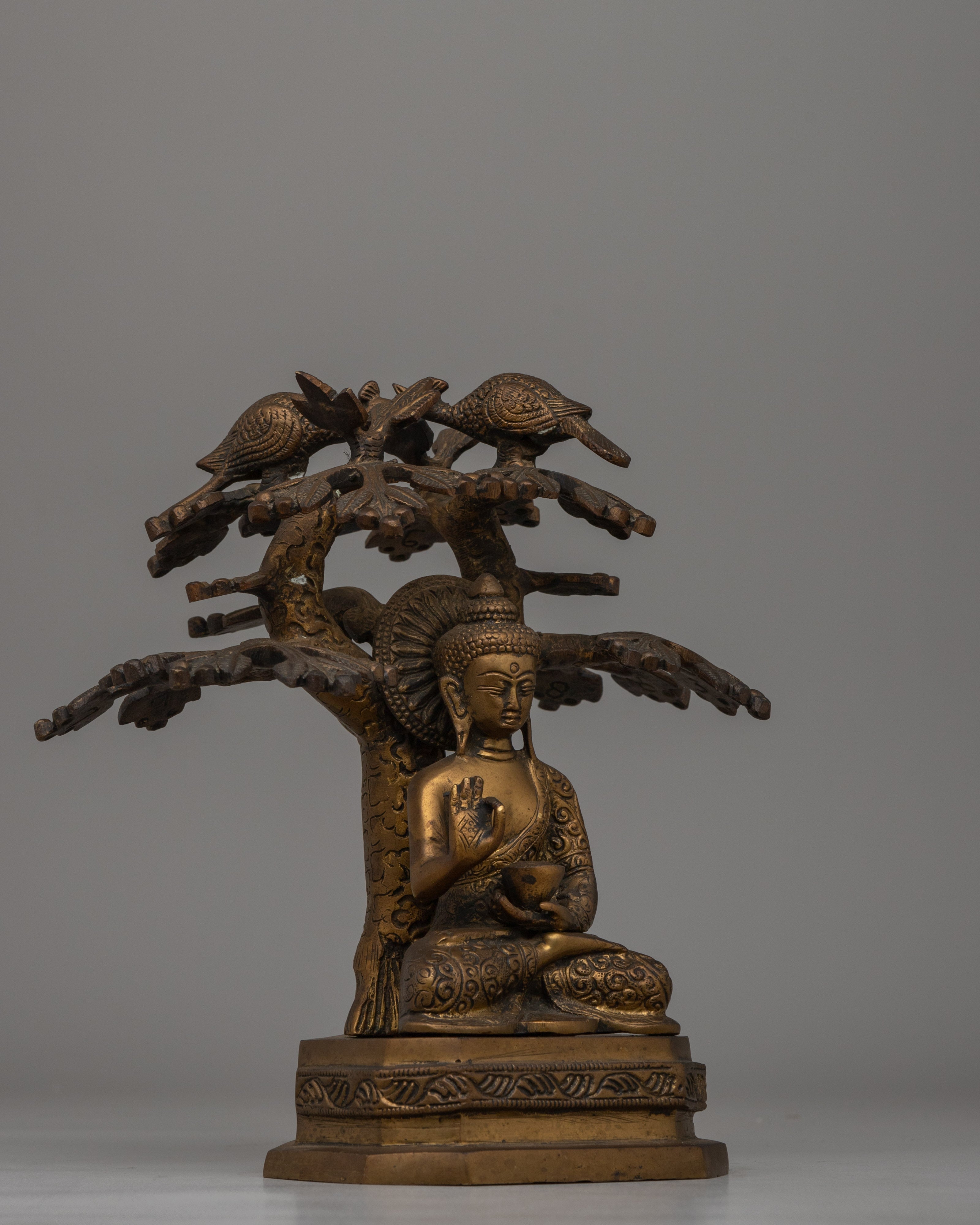 Amoghasiddhi Buddha Under Tree | Handcrafted Brass Statue for Serenity