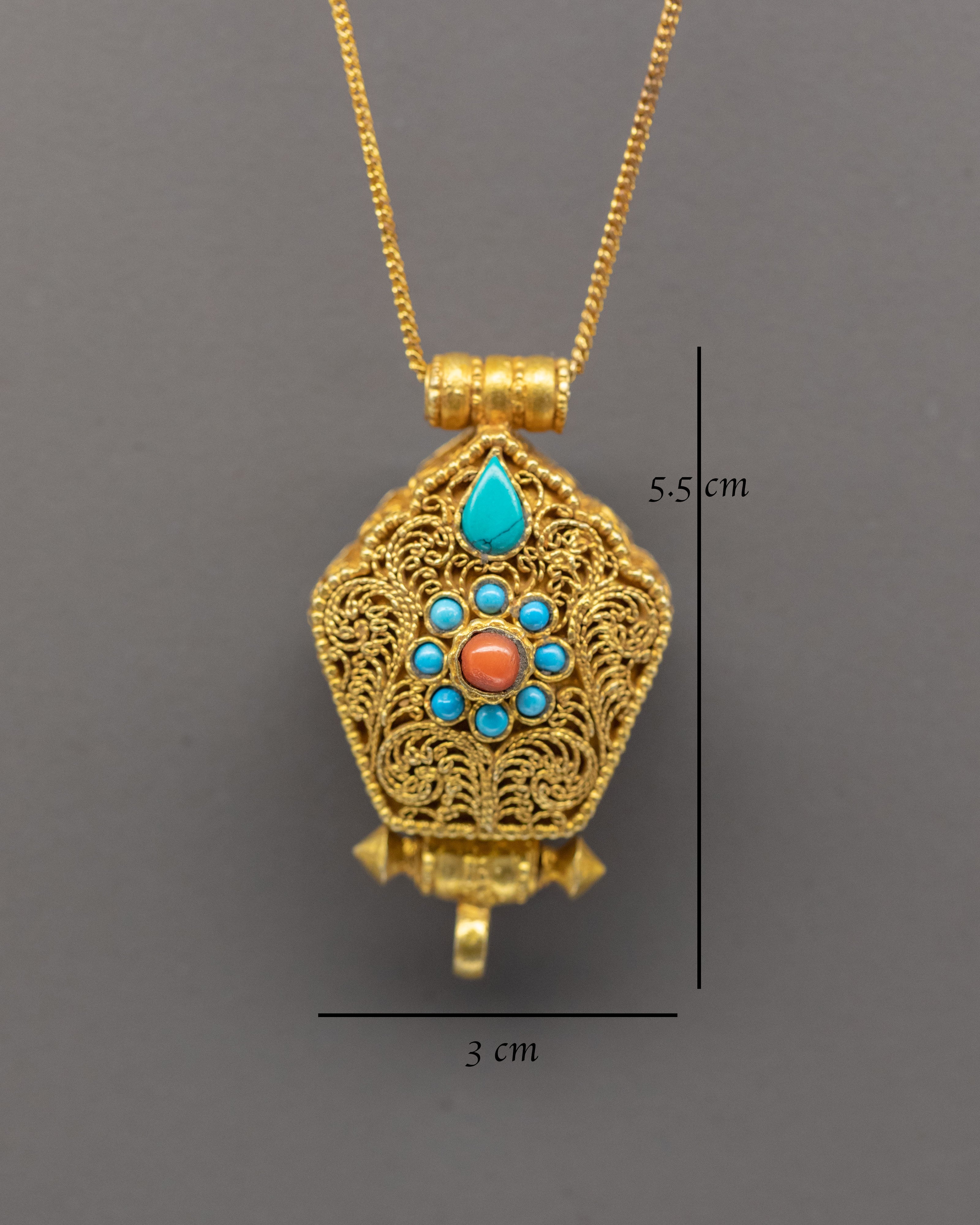 Handmade Buddhist Ghau Box Locket |Tibetan Buddhist Jewelry