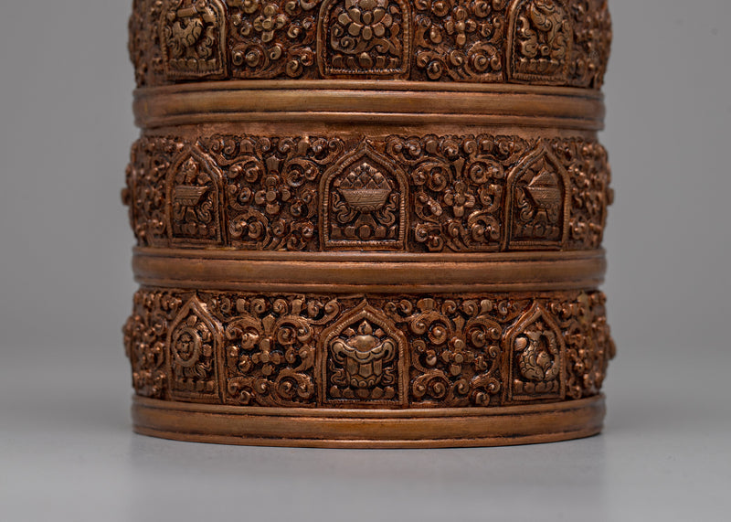 4 Tiered Tibetan Ritual Rice Pot | Exquisite Craftsmanship for Sacred Offerings