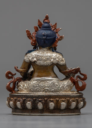 Tibetan Jambhala Statue | Invoke Prosperity and Abundance with the Sacred Silver Plated Statue