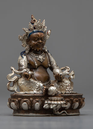 Tibetan Jambhala Statue | Invoke Prosperity and Abundance with the Sacred Silver Plated Statue