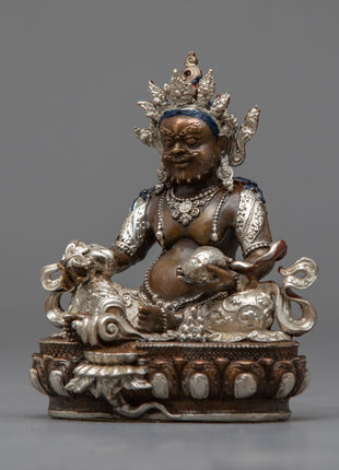 Tibetan Jambhala Statue | Invoke Prosperity and Abundance with the Sacred Silver Plated Statue