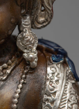 Tibetan Jambhala Statue | Invoke Prosperity and Abundance with the Sacred Silver Plated Statue