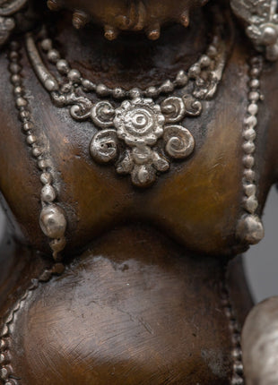 Tibetan Jambhala Statue | Invoke Prosperity and Abundance with the Sacred Silver Plated Statue