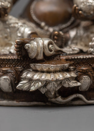 Tibetan Jambhala Statue | Invoke Prosperity and Abundance with the Sacred Silver Plated Statue