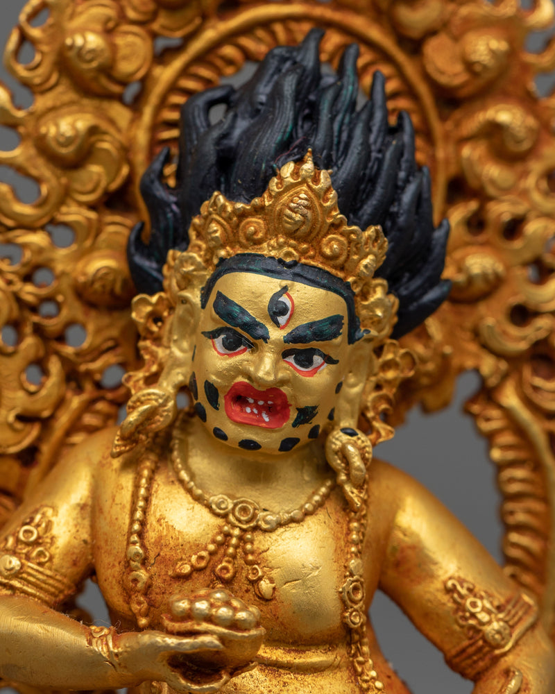 Machine-Made Black Dzambhala Statue | Effortlessly Capturing the Essence of the Iconic Tibetan Deity