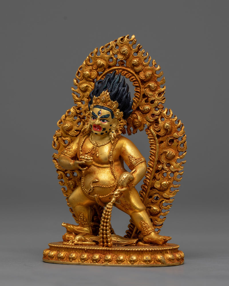 Machine-Made Black Dzambhala Statue | Effortlessly Capturing the Essence of the Iconic Tibetan Deity