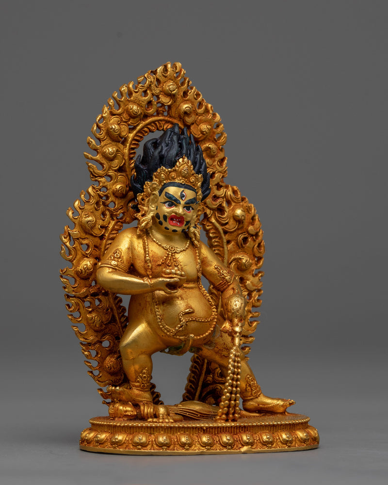 Machine-Made Black Dzambhala Statue | Effortlessly Capturing the Essence of the Iconic Tibetan Deity