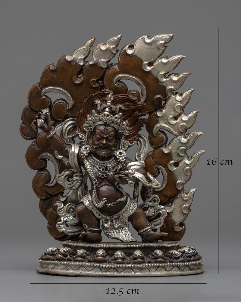 Machine-Made Vajrapani Statue | Oxidized Copper Representation of a Fierce Buddhist Guardian