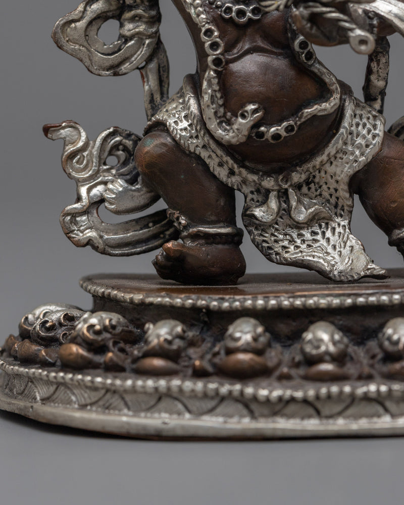 Machine-Made Vajrapani Statue | Oxidized Copper Representation of a Fierce Buddhist Guardian