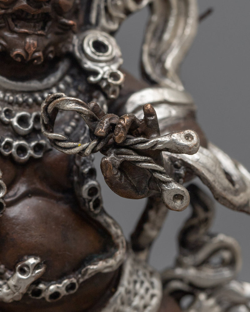 Machine-Made Vajrapani Statue | Oxidized Copper Representation of a Fierce Buddhist Guardian