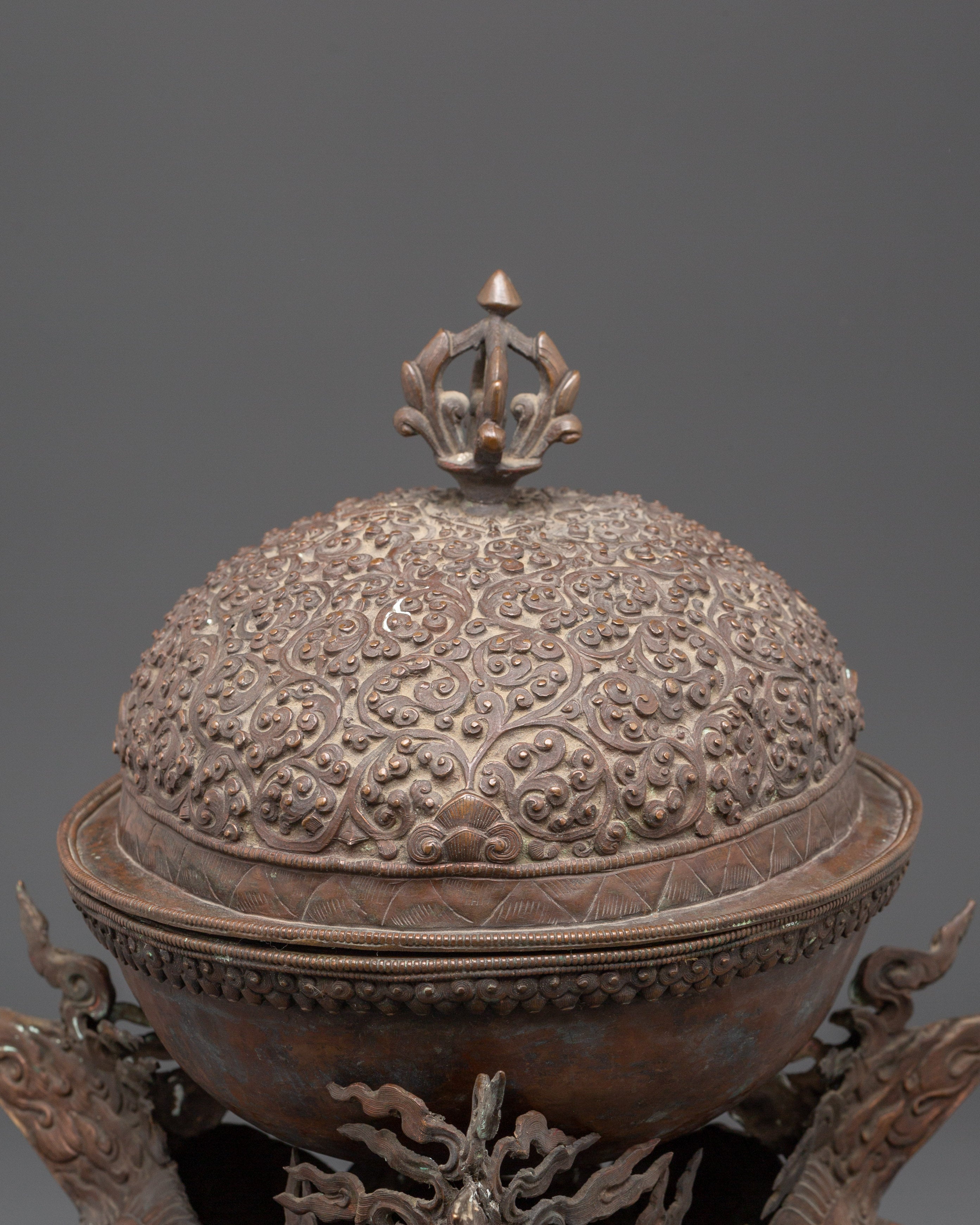 Copper Ritual Kapala | Tibetan Buddhist Skull Cup Offering Bowl