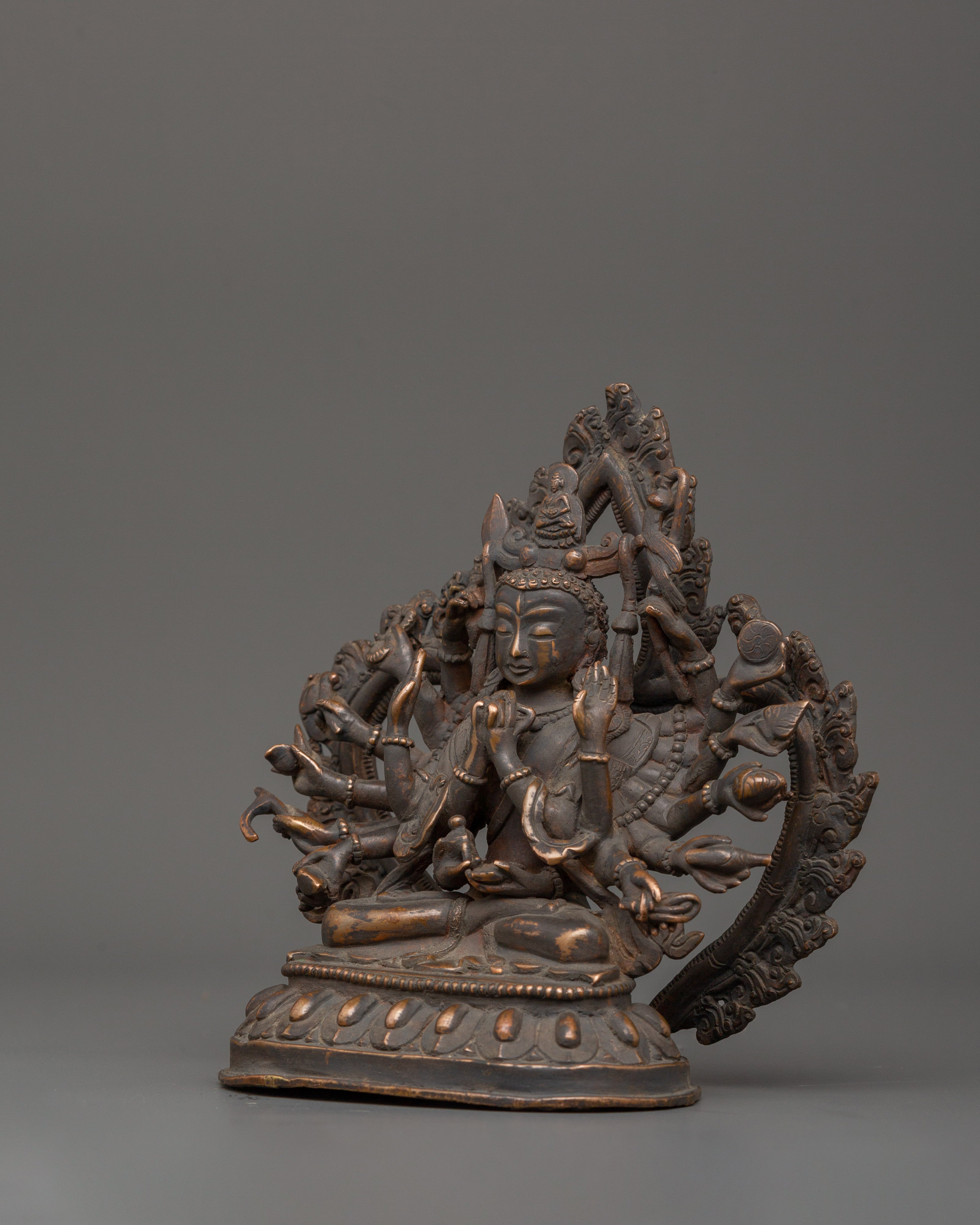 Antique Copper Chundi Statue | Buddhist Deity of Compassion & Prosperity