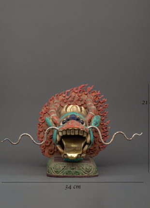 Tibetan Dragon Head Decor Sculpture |  Himalayan Wall Decor Art