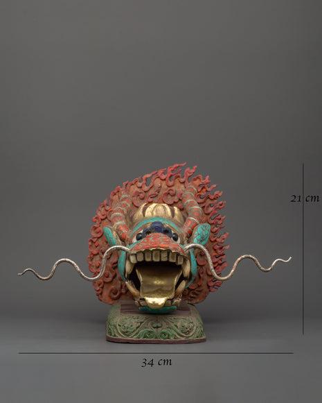 Tibetan Dragon Head Decor Sculpture |  Himalayan Wall Decor Art
