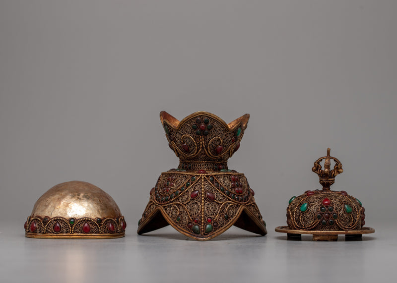 Tibetan Copper Skull Cup Set | Handmade Meditation Altar