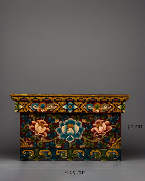 Tibetan Wood Folding Table | Hand-carved Furniture for Spiritual Use