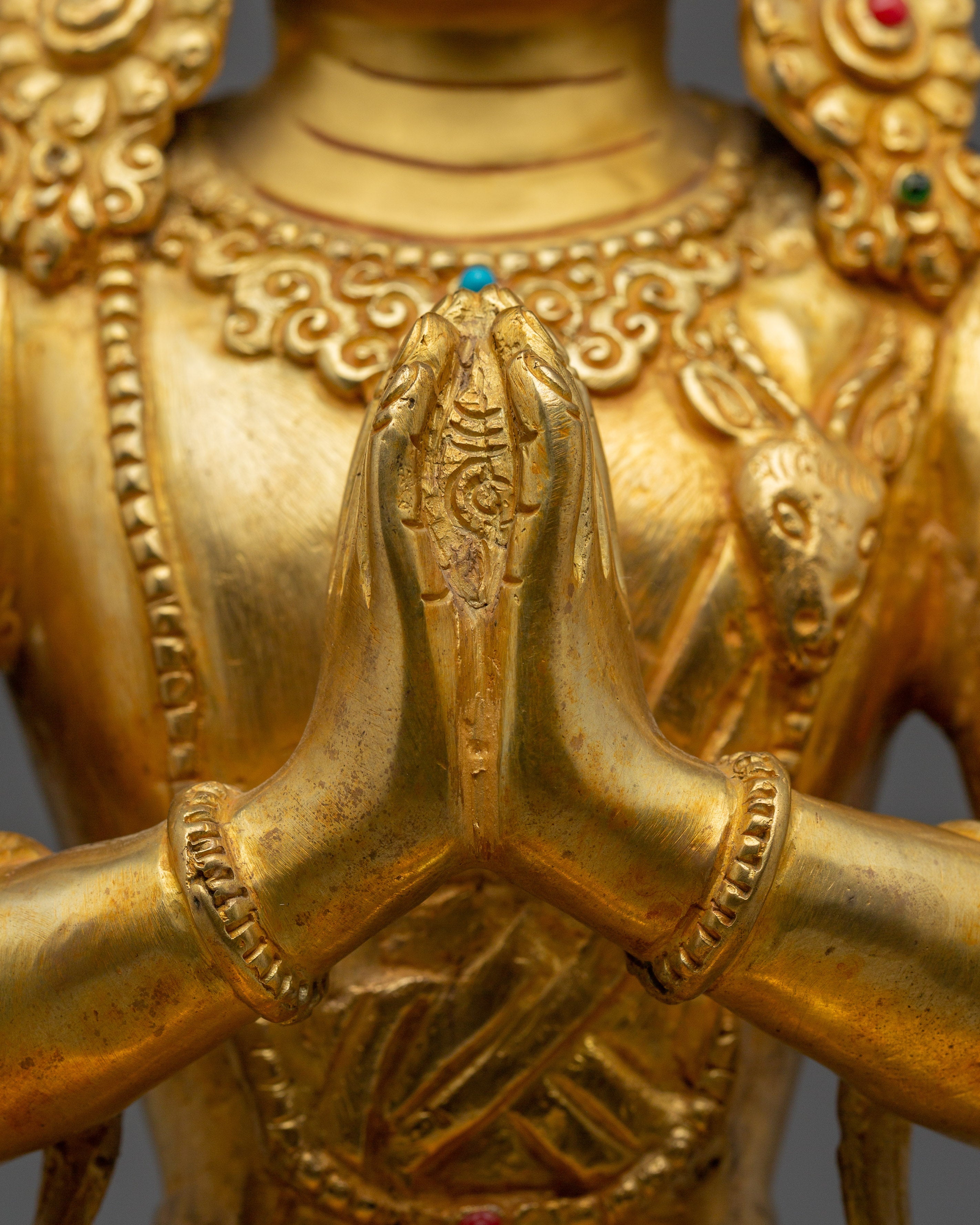 Handcrafted Chenrezig Compassion Deity Sculpture | Four-Armed Avalokiteshvara Deity