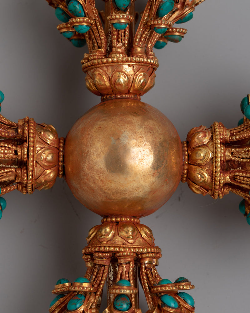 Viswa Vajra Double Dorje | Featuring a Stunning Copper Body, Exquisitely Gold-Plated in 24K