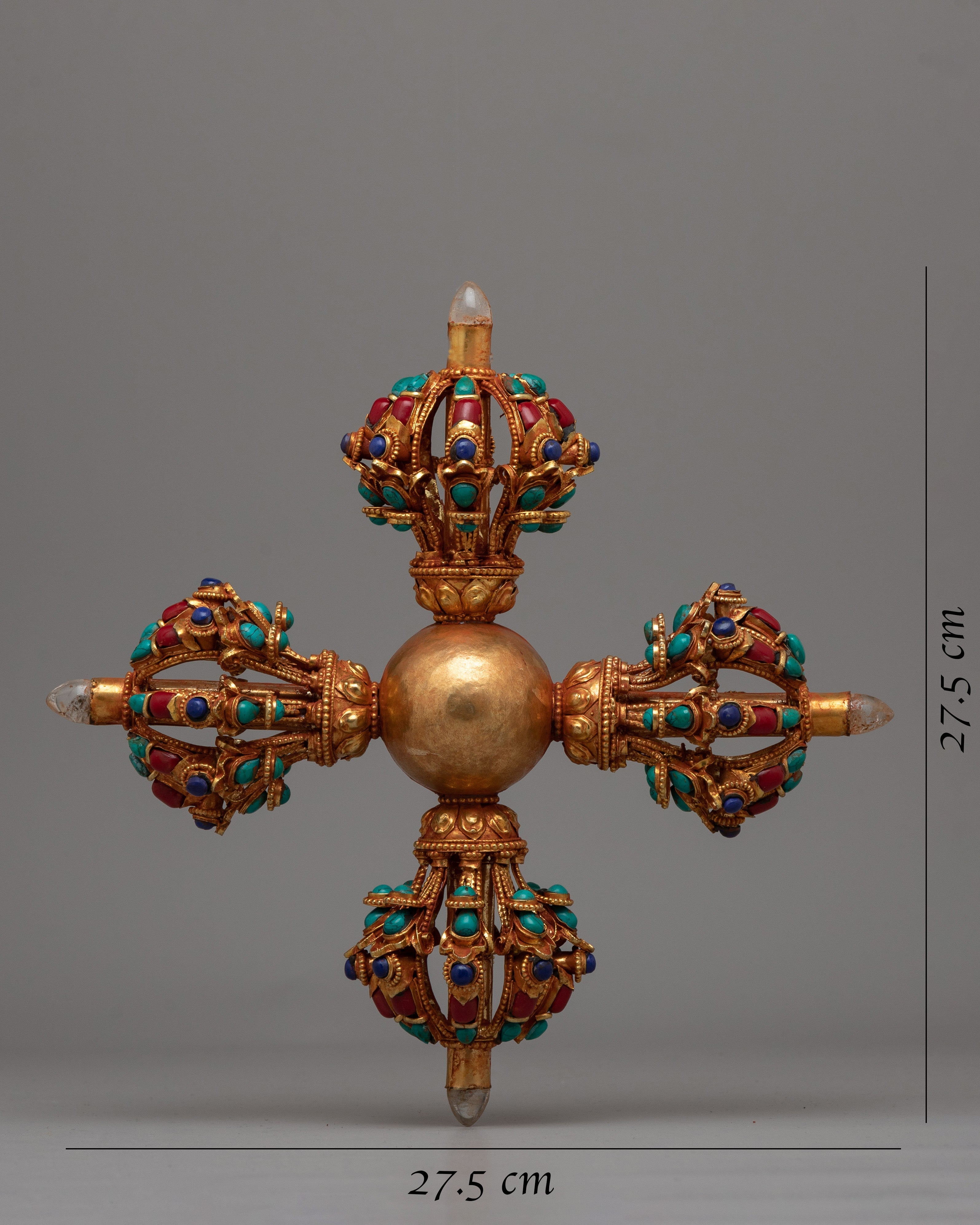 Viswa Vajra Double Dorje | Featuring a Stunning Copper Body, Exquisitely Gold-Plated in 24K