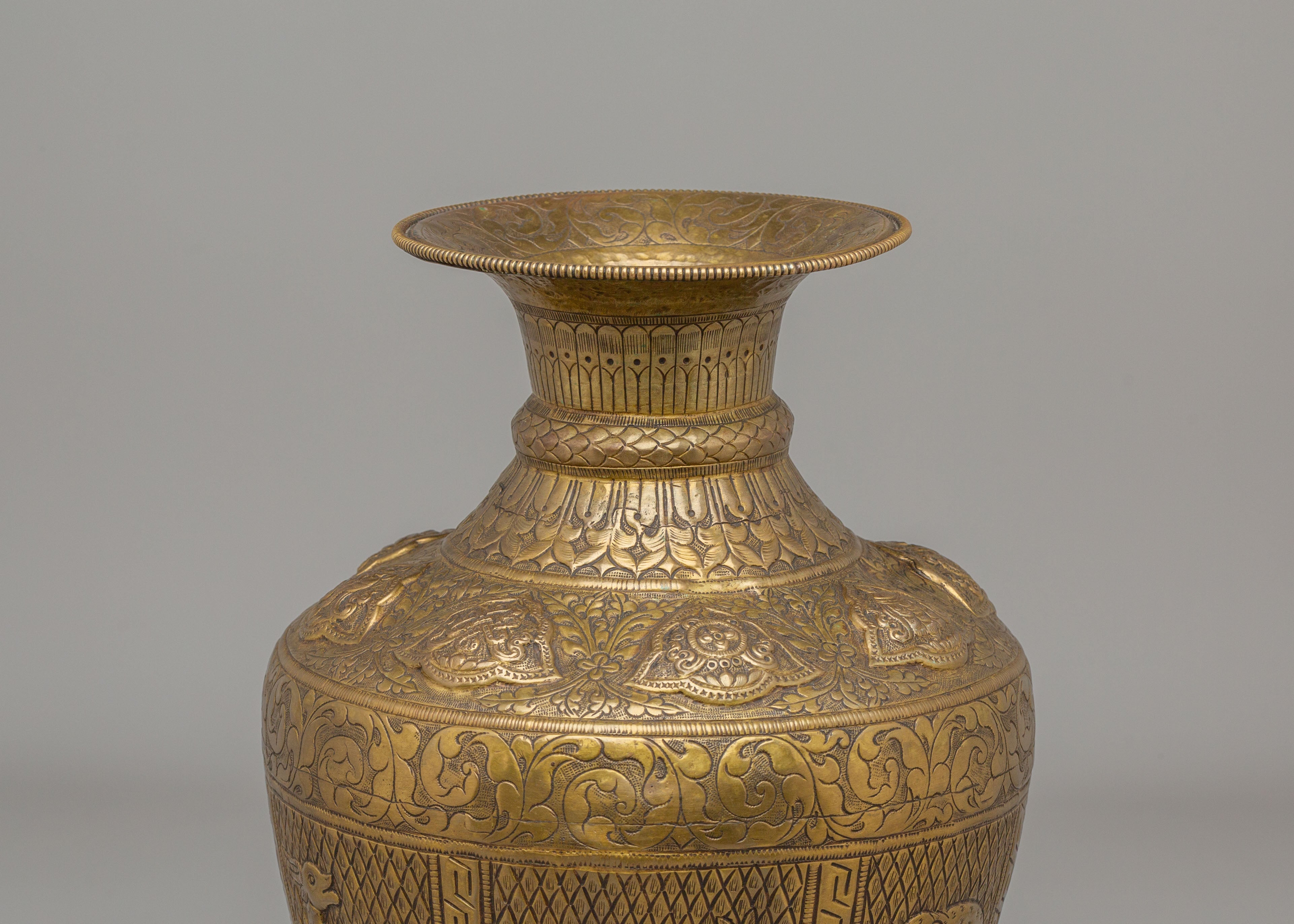 Decorative Himalayan Vase | Handcrafted Brass Tibetan Vessel